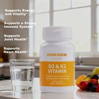 Capsules de Vitamine D3 + K2 Végétaliennes de Haute Qualité OEM/ODM – Complément de Santé pour l'Humeur, Sûr pour les Adultes Non Enceintes et les Nouveaux-nés
