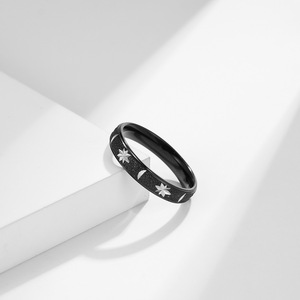 yunnique style personalized frosted engraved star and moon <b>titanium</b> steel men's and women's <b>rings</b>, bracelets, stain - Product Image 2
