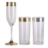 Juego de copas de vino tinto de cristal para restaurante, vasos para beber de tallo largo, con borde dorado/plateado, para bodas y hoteles