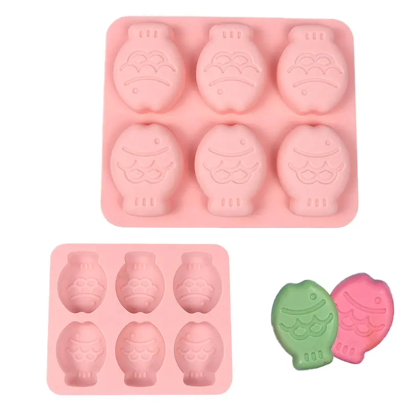 6 Grids Cartoon Fish Silicone Cake Baking Cookies Mold Soap Ice Molding Food-grade Silicone Chocolate Candy Mold for Kids