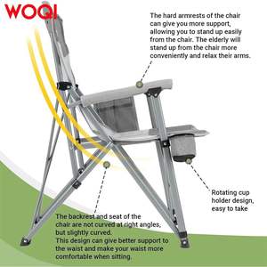 เก้าอี้พับแคมป์ปิ้ง Woqi โครงอะลูมิเนียม ผ้าไนลอน พกพาสะดวก ใช้ได้ทั้งในสวนและกลางแจ้ง พร้อมกระเป๋าหิ้ว สีเงิน - Product Image 5