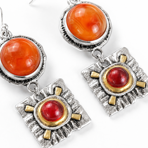 Orecchini lunghi rossi vintage artistici, accessori e regali da donna per l'uso quotidiano e per le feste - Product Image 4