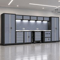 Armoire à outils modulaire pour atelier avec armoires, panneau perforé, éclairage LED, tiroirs mobiles, système complet de rangement d'outils