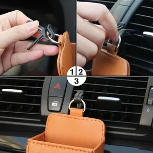 <strong>Car</strong> Phone Holder Mount Air Vent Hanging Storage Box <strong>Car</strong> Mobile Phone Bag PU Leather Glasses Organizer Support <strong>in</strong> <strong>Car</strong> <strong>Accessories</strong> - Product Image 2