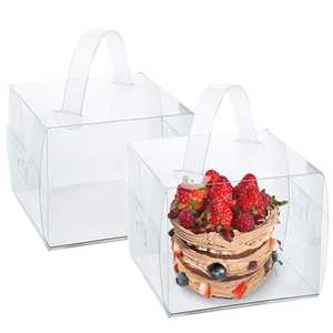 Boîtes à gâteaux transparentes portables de 5 pouces, boîtes carrées en plastique transparentes pour emballer et décorer individuellement les gâteaux - Product Image 1