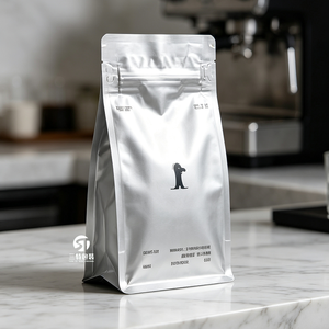 Custom Printed Coffee <b>Bean</b> <b>Bags</b> with Valve | Flat Bottom Coffee Pouch Aluminum Foil Packaging for Coffee Nuts Snacks - Product Image 1