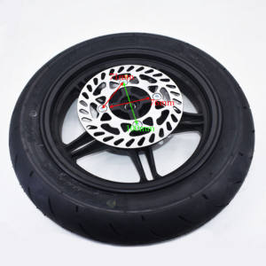12인치 슈퍼 모터 휠 2.50-12 앞바퀴 및 <span class=keywords><strong>2.75</strong></span>-12 뒷바퀴 림, 로드 타이어 90/90-12 및 120/70-12, 뒷 스프로킷 포함 # 35 - Product Image 2