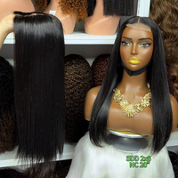 Perruque Lace 2x6 Vietnamienne Double Drawn, Cheveux Humains Vierge Remy Lisses Comme des Baguettes, Sans Colle, Nœuds Blanchis, 20 Pouces, Couleur Naturelle 2*6