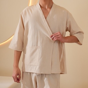 Bata de Baño de Algodón 100% Color Caqui para Hombre y Mujer, Pijama Kimono, Ropa Casual - Product Image 5