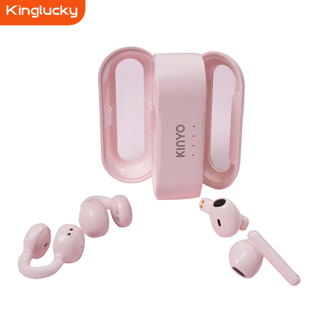 Kinyo I25 2-in-1 TWS OWS BT5.3 Wireless Stereo Earbuds LED IPX4 Waterproof Touch Control Noise Cancelling Ear-clip 30ms Low
