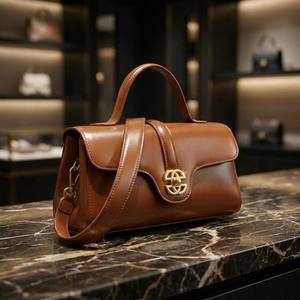 Bolso de Mano de Cuero Genuino Minimalista de Lujo |   Bolso bandolera de piel de becerro suave de primera calidad |   Bolso de Hombro de Diseño Clásico con Correa de Cadena - Product Image 1