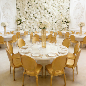 Chaises de salle à manger rondes en plastique PP modernes et durables, chaises de mariage intérieures et extérieures, hôtels, chaises rondes en plastique dorées pour événements - Product Image 1