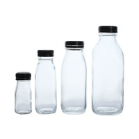 Bouteilles en verre vides de 500 ml et 1000 ml, carrées et rondes, pour lait et produits laitiers, avec couvercle inviolable, pour jus pressé à froid