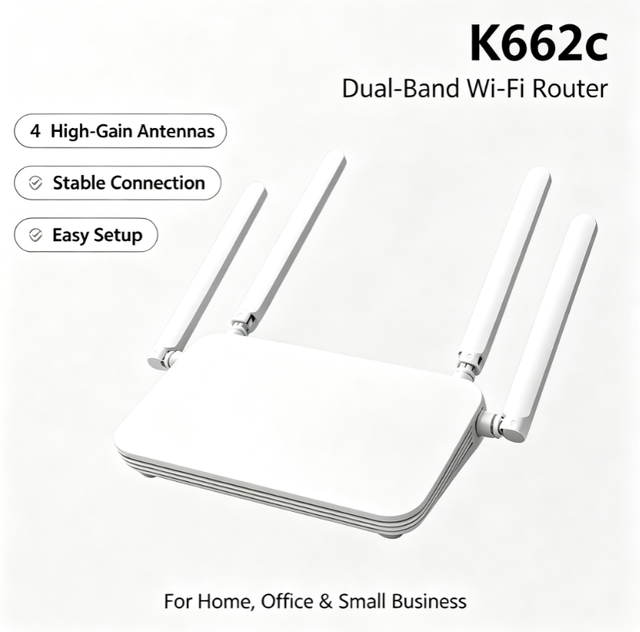 K662c Smart Wi-Fi 6 Router AX3000 Dual Band Mesh Wireless Extender RJ45 Wall Through 4 Antennas