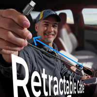 Cargador de Coche Retráctil LISEN con Cable Tipo C, Carga Rápida de 57W, Enchufe USB C Compacto y Mini para iPhone 17 16 15 Plus Samsung S25 S24