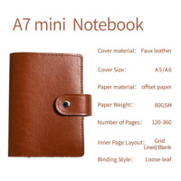 Carnet de notes vintage A7 en cuir souple, mini classeur en cuir personnalisé à 6 anneaux, journal/agenda personnalisé