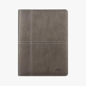 Carnet de notes professionnel à feuilles mobiles, multifonctionnel, avec poches intérieures, personnalisé, gris cendré, finition pierre. - Product Image 1