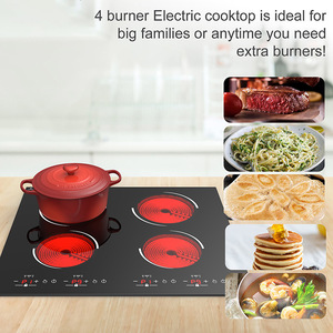 Table de cuisson <span class=keywords><strong>vitrocéramique</strong></span> encastrable 60 cm à 4 brûleurs, commande tactile, 9 niveaux de puissance, avec sécurité enfant, CE RoHS, directement de l'usine - Product Image 5