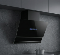 Hotte aspirante murale intelligente à ventilation, pour cuisine domestique, avec panneau de commande en verre relevable, commande vocale IA et moteur en cuivre