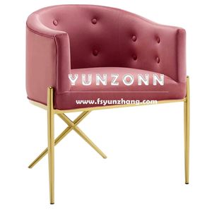 Hiện đại ăn ghế cánh tay với x Chân thép không gỉ thiết kế nhung ghế khách sạn - Product Image 5