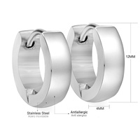 Boucles d'oreilles créoles rondes en acier inoxydable 316L, grande taille, cadeau populaire, marque pour femmes