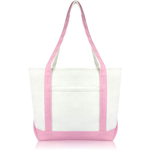 Elegante bolso de compras de lona con logotipo Cierre de cremallera superior Bolsillo externo para artículos esenciales diarios Bolsa de almacenamiento de algodón para comestibles - Product Image 6