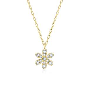Hong Kong Supplier Fine Jewelry Flower <b>Necklace</b> 18K Solid Yellow Gold Real Natural Diamond Flower Charm <b>Necklace</b> For Women - Product Image 1