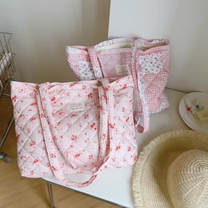 Borsa in tela Suxi: Borsa tote grande in cotone trapuntato floreale con fodera in tela, borsa mamma, borsa <span class=keywords><strong>a</strong></span> tracolla singola da donna, grande capacità, fresca - Product Image 2