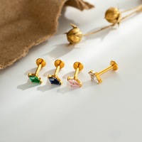 Perhiasan Tindik Telinga Tragus Helix Titanium G23 F136 16G Warna CZ
