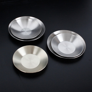 Stainless Steel Condiment Dishes Round 304 Metal Side Plates For Korean <b>BBQ</b> Restaurant Use - Product Image 2