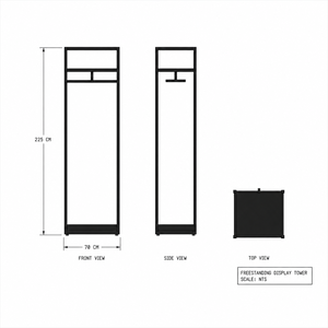 Présentoir autoportant en tube carré pour vêtements avec barre de suspension et plateau de base pour boutique, showroom et présentation en magasin - Product Image 5