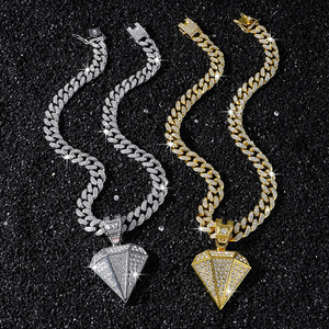 Collar con Colgante de Diamante Geométrico de Diseño Hiphop, Cadena Cubana de Aleación, Collares para Hombre, Joyería de Moda - Product Image 1