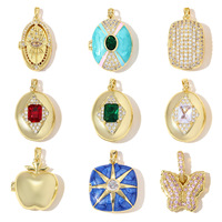 Pendentif Médaillon Photo Personnalisé en Émail Bleu et Blanc, Cadre Photo Vintage en Cuivre et Zircon, Formes Ovale et Carrée, Cadeau Fête des Mères