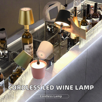 Lampe de table LED moderne sans fil rechargeable en métal, avec abat-jour en forme de bouteille de vin, 3 couleurs, gradation progressive, commande tactile