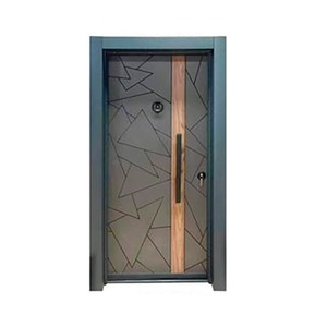 Puerta de Seguridad Moderna Minimalista con Acabado de Madera, Exterior Antirrobo, Apertura Plana Manual, Puerta Completa - Product Image 5