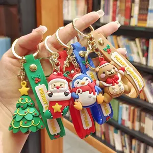מחזיק מפתחות לחג המולד ישיר במפעל 3D רך גומי מחזיק מפתחות לוגו מותאם אישית טבעת מפתחות סיליקון