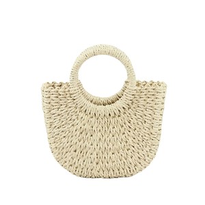 Sac bandoulière tissé à la main style bohème, forme demi-lune, couleur unie, motif tissé, tendance mode féminine, loisirs, voyage, printemps - Product Image 5