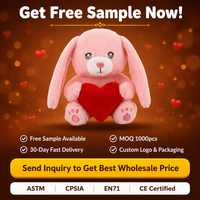 Peluche Lapin de la Saint-Valentin, Doux et Mignon, Jouet en Peluche Kawaii Tenant un Cœur, Mochi Squishy, Décoration d'Intérieur, Cadeau Romantique