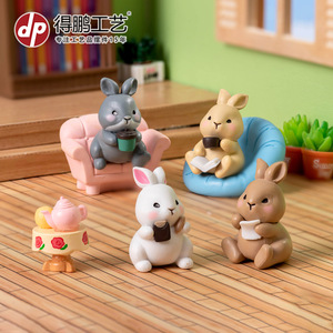 Depeng Crafts Mini Rabbit Figurines Casual Bunny Series Injection Molding Desktop Home Decoration <b>Easter</b> <b>Ornament</b> - Product Image 2