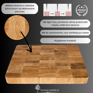 Tabla de cortar de madera de roble duradera ecológica de primera calidad, protector de bordes de seguridad, apto para lavavajillas para cocinas comerciales, 40x30x4 cm - Product Image 6
