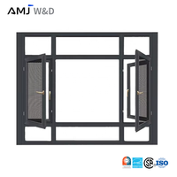 Ventana Lateral Abatible de Aluminio KSA con Malla de Acero Inoxidable, Ventanas Corredizas Modernas de Aluminio con Doble Acristalamiento para Casa