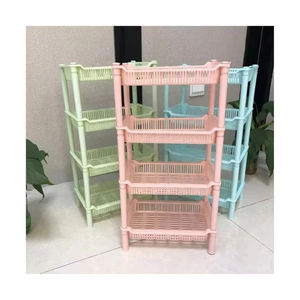 4 strati di ripiano di stoccaggio cucina e bagno di stoccaggio di plastica assemblabile in metallo nero <span class=keywords><strong>porta</strong></span> e scaffali in cartone - Product Image 1