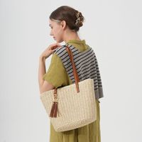 Sac de plage d'été personnalisé fait main en paille, tricoté à la corde, résistant à l'abrasion, écologique, avec cordon de serrage, vente en gros