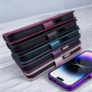 เคสโทรศัพท์มือถือแบบพับได้สไตล์เรโทร วัสดุหนัง PU พร้อมช่องใส่บัตร สำหรับ iPhone 17 16 15 14 <span class=keywords><strong>13</strong></span> <span class=keywords><strong>Pro</strong></span> <span class=keywords><strong>Max</strong></span> - Product Image 3