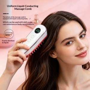 Peigne de massage du cuir chevelu à micro-courant et lumière rouge, applicateur électrique de liquide conducteur pour médicaments capillaires, instrument de soin des cheveux - Product Image 2