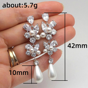 Orecchini Pendenti a Goccia con Fiori e Foglie per Donne, Stile Perla, Gioielli per Orecchie - Product Image 5
