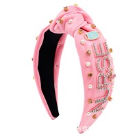 Nouveau serre-tête pour infirmières, style Europe et États-Unis, avec perles, strass adhésifs et lettres, accessoires de masque, noué, fait main, tendance, 13 cm