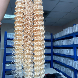 613 vierge de Cheveux Humains Bundles,613 Cuticules Alignés Cheveux Bundles Avec Frontale, Blonde Vierge de Cheveux Humains 613 Faisceaux Avec Fermeture - Product Image 5