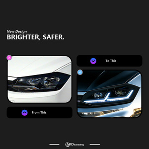 2 Faros Delanteros AKD para Polo, Lente de Proyector LED, 2017-2021, Vento <span class=keywords><strong>Virtus</strong></span>, Señal Dinámica DRL, Accesorio Automotriz - Product Image 2