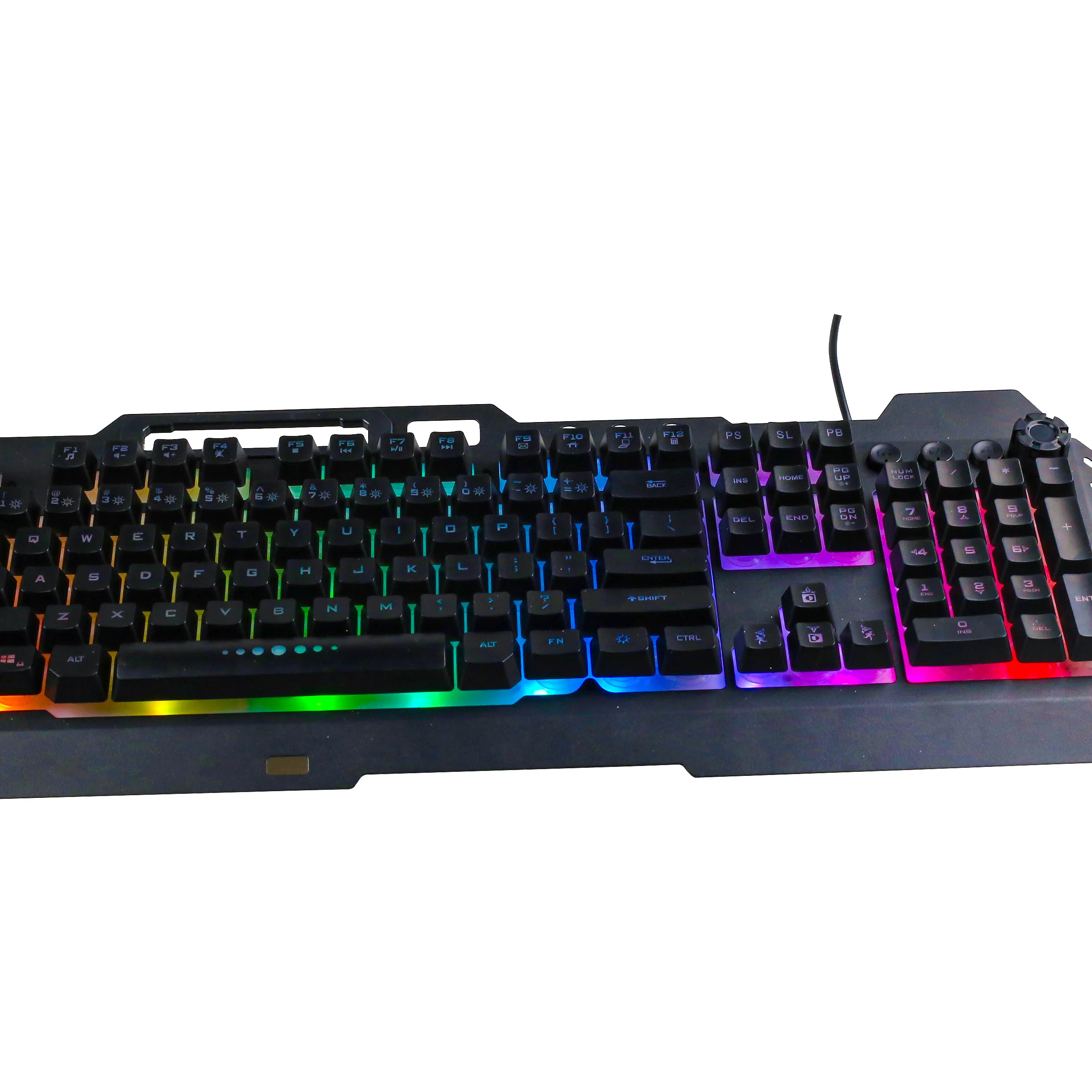Popular Design 104 Keys Metal Backlit Gaming Wired Suspended Illuminated Keyboard With Hand Rest